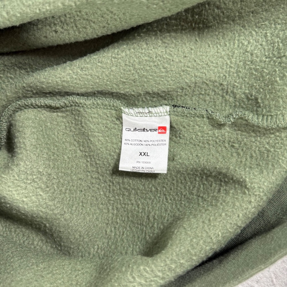 Quiksilver Mens XXL Olive‎ Green Fleece Crewneck Logo Sweatshirt Pullover - Picture 5 of 8
